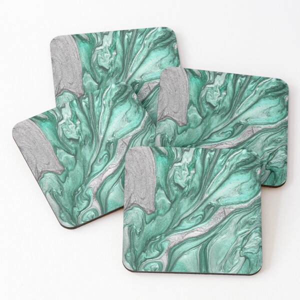 Item preview, Teal and Silver Metallic swirls, liquid metallic shimmery swirls designed and sold by Orianah.
