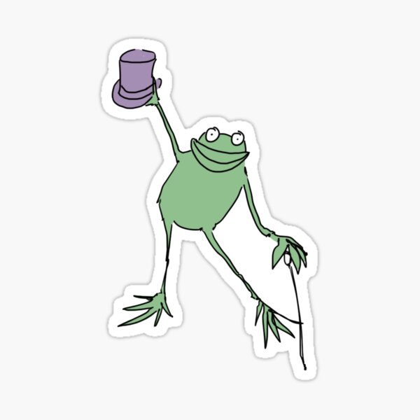 Green Frog With Purple Top Hat Sticker