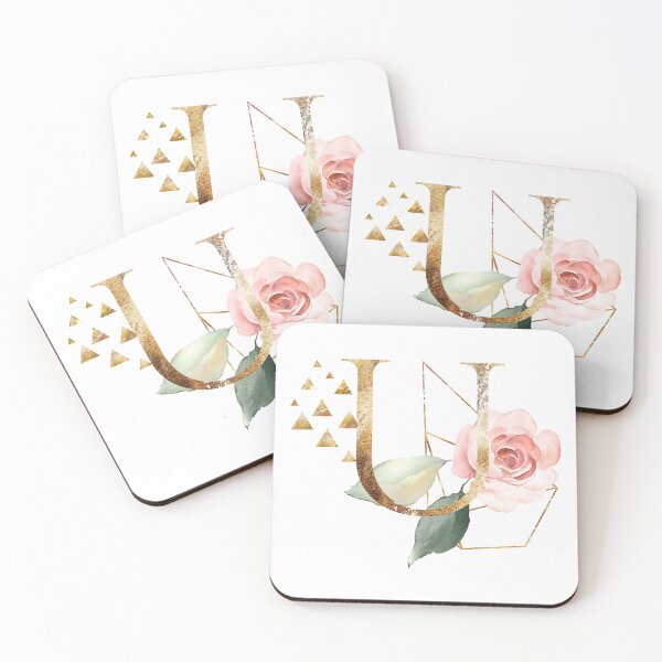 Item preview, Floral Geometric Polygon Monogram U designed and sold by junkydotcom.