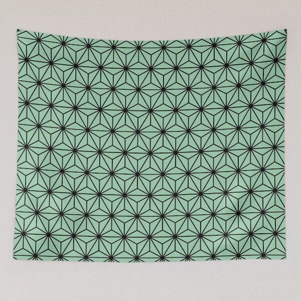 Item preview, Turquoise Green Asanoha - Japanese Traditional Pattern designed and sold by KinitaDesign.