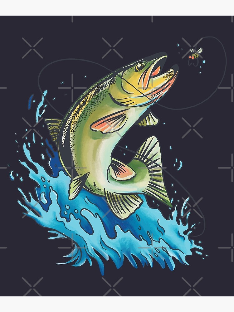 Premium Vector  Wild perch fishing poster design