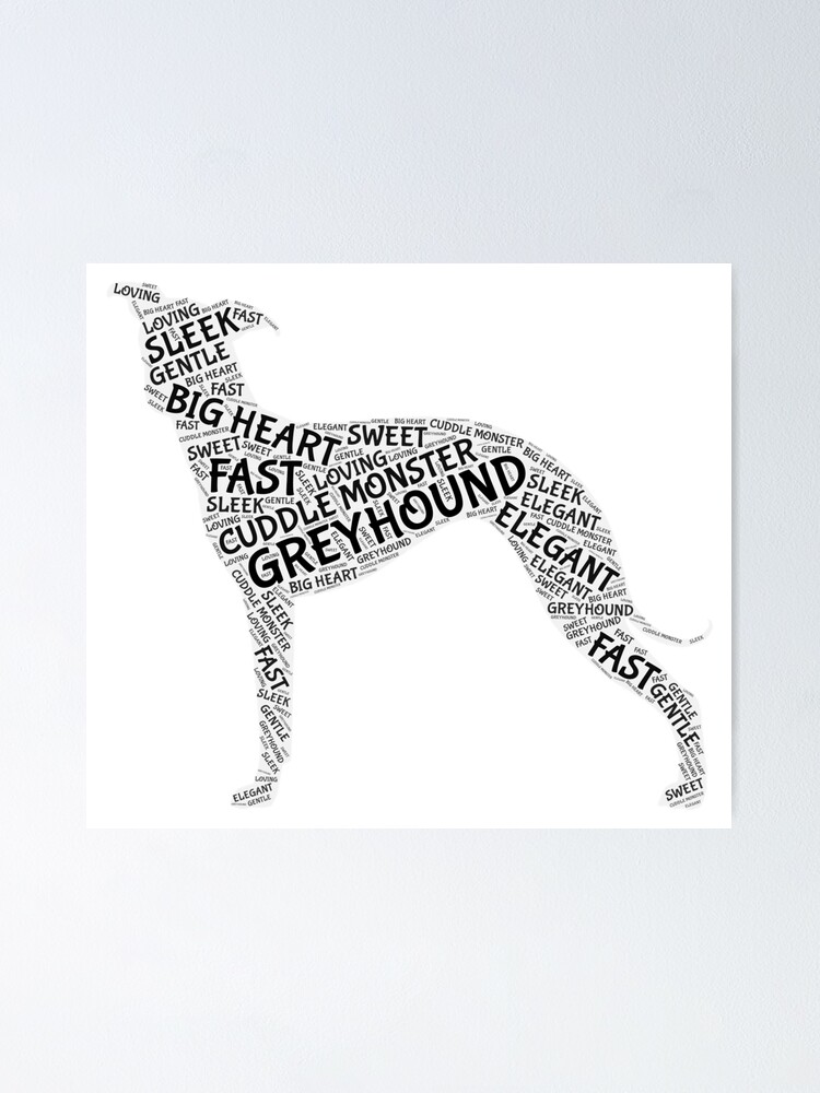 "Greyhound Lurcher Whippet Word Art Bubblegum Random " Poster by