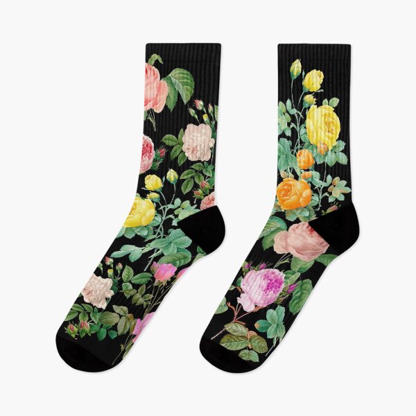 Item preview, COLORFUL ROSES AND BUTTERFLIES IN BLACK Dark Floral Pattern designed and sold by BulganLumini.