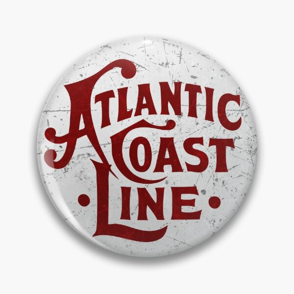 Vintage Style  Sign Pinback Button  1"  Atlantic Coast Line Railway Railroad 
