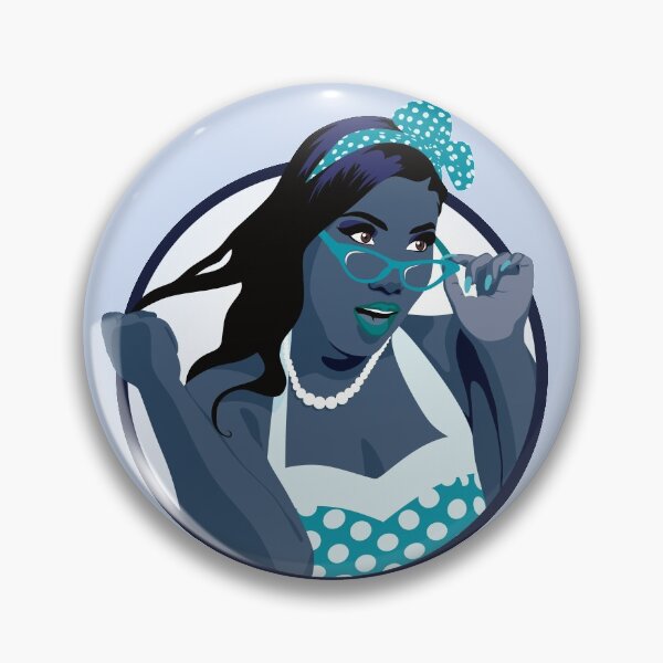 Aperçu de l'œuvre Pin-up noire | Elina - Turquoise et bleu créée et vendue par ladyfacecreates.
