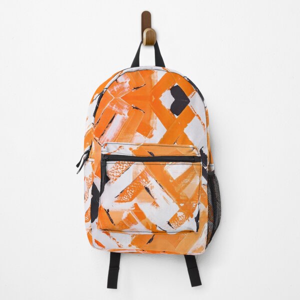 Abstract paint structure orange black Backpack