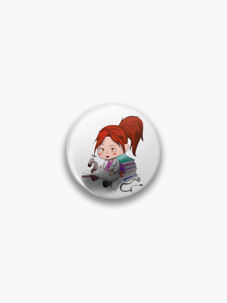 Thumbnail 1 of 3, Pin, Studying Chibi Doctor designed and sold by AheraRoses.