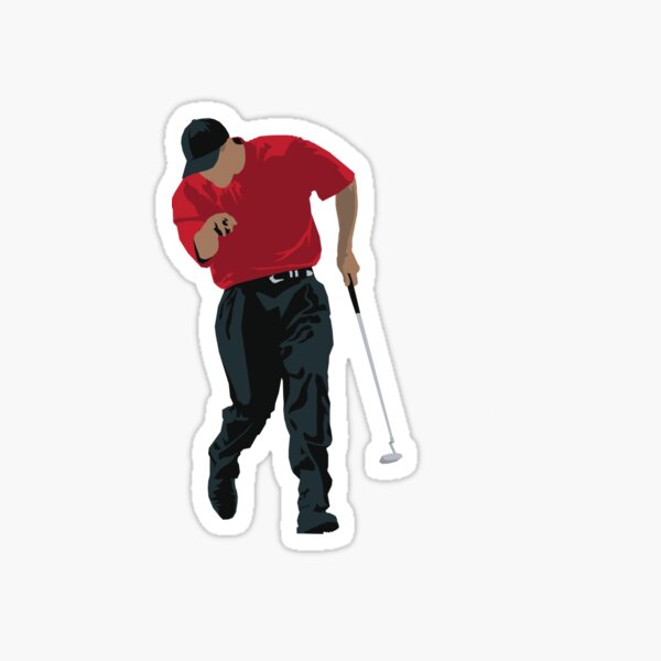 Tiger Woods, Finger Point, 2000, Sunday Red, Golf Clubs, Club Twirl, pga, Augusta, The Master, Win, Fist Pump, Golf, Golfer, Golfing, Golf Lover, For Golfers Sticker
