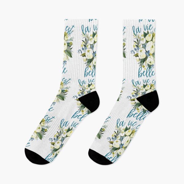 Item preview, LA VIE EST BELLE Cute Floral Blue Watercolor French Quote Saying designed and sold by a-little-ink.