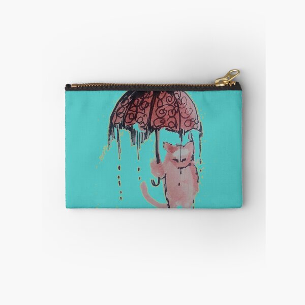 Item preview, Cat holding an umbrella under the rain Pen drawing of a kitten defying the elements Line Work of art inspired by the incredible nature designed and sold by manuelunsui.