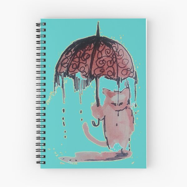 Item preview, Cat holding an umbrella under the rain Pen drawing of a kitten defying the elements Line Work of art inspired by the incredible nature designed and sold by manuelunsui.