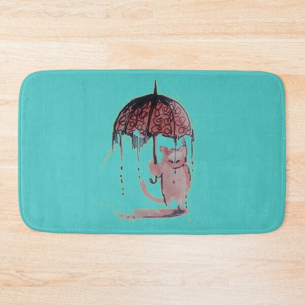 Item preview, Cat holding an umbrella under the rain Pen drawing of a kitten defying the elements Line Work of art inspired by the incredible nature designed and sold by manuelunsui.