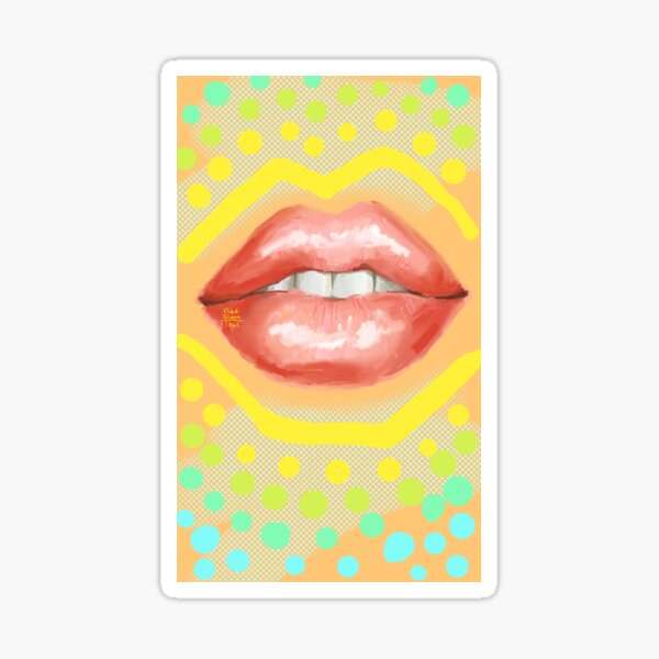 Beautiful fashion lips. Sweet lovely sexy cute kiss. Sticker