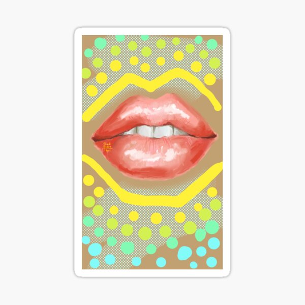 Beautiful fashion lips. Sweet lovely sexy cute kiss. Sticker