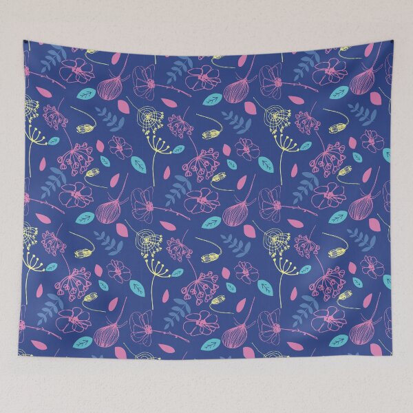 Item preview, happy midnight garden blue, pink, yellow designed and sold by maria-tshirt.