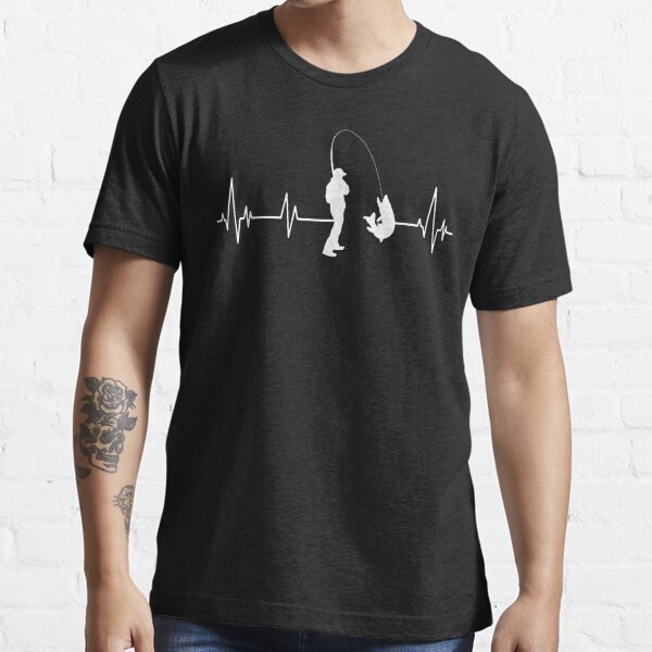Angler heartbeat EKG - predatory fish fisherman heartbeat Essential T-Shirt  by urban-design