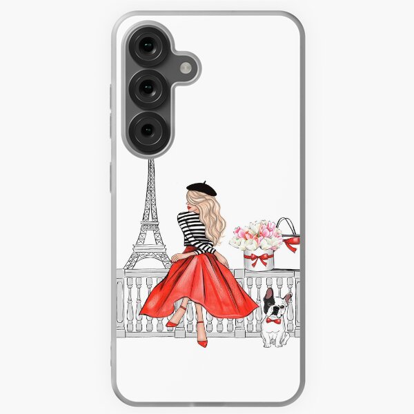 Item preview, Blonde Girl in Paris red dress designed and sold by Lalanacliparts.