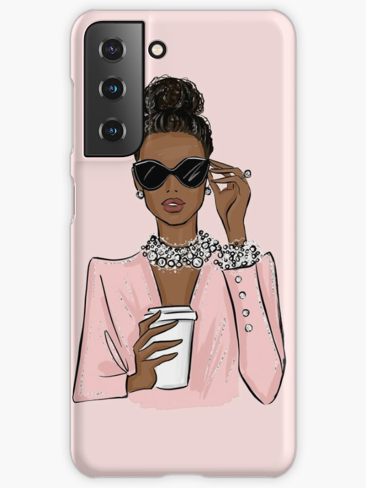 Afro girl boss with coffee fashion illustration Samsung Galaxy