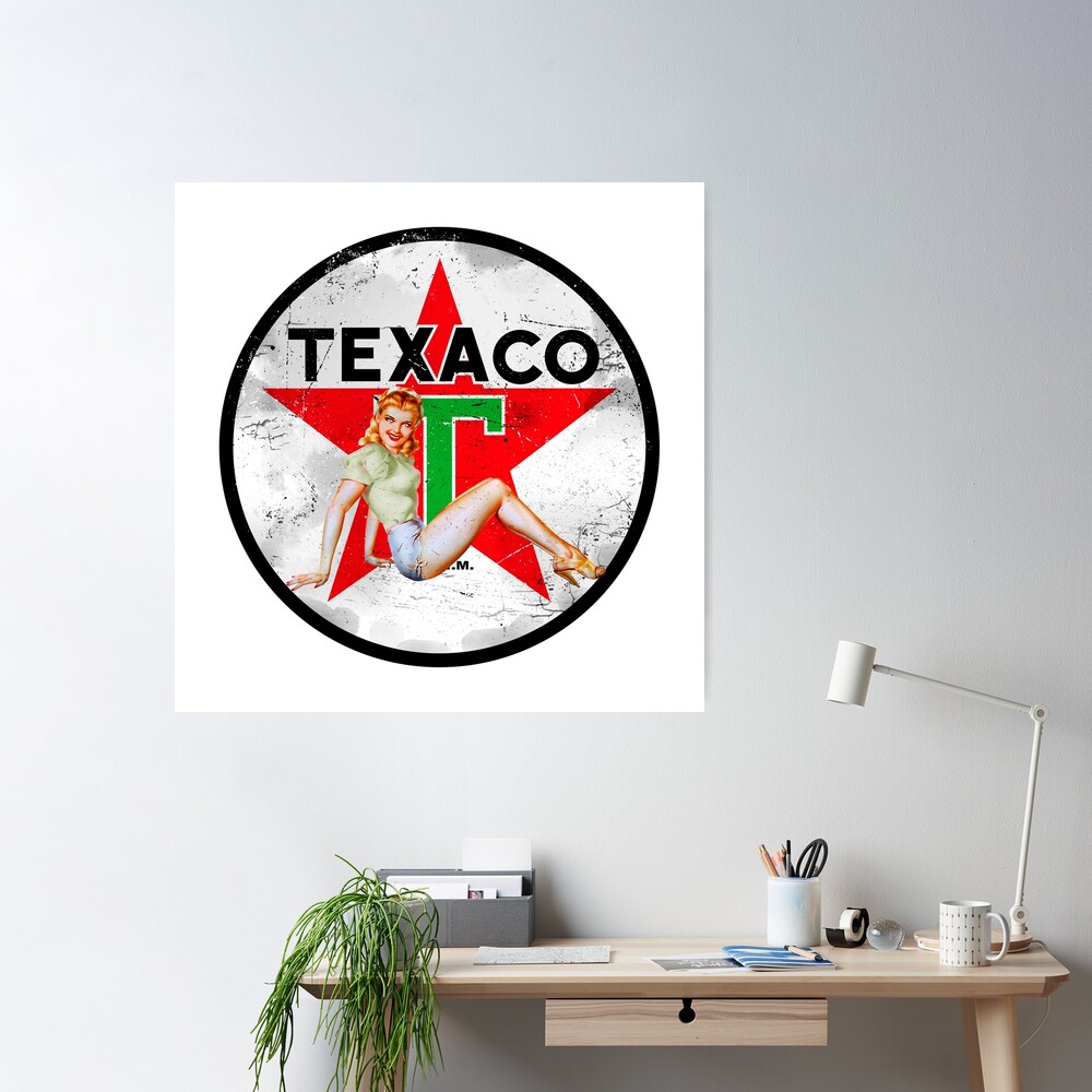 Texaco gasoline pin up vintage sign Poster for Sale by Ploxd
