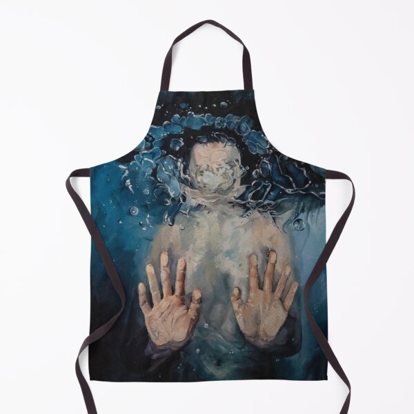 Item preview, Girl drowning in the deep blue ocean, hands and bubbles, air bubbles. Natural painting, oil on canvas designed and sold by Mariuki Flow.