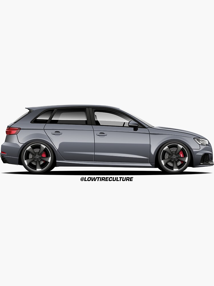 Sticker avec l'œuvre « Audi RS3 Sportback » de l'artiste Lowtirecullture