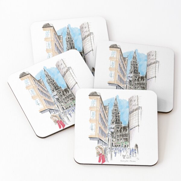 Item preview, Marienplatz Munich drawing – urban sketch city illustration art  designed and sold by happyartworld.