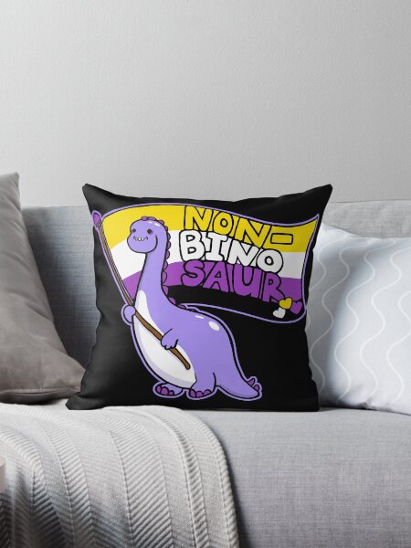 Vista previa del artículo con la obra «Lindo dinosaurio no bino saurio con bandera de orgullo no binario», diseñado y vendido por Huhnerdieb Apparel.