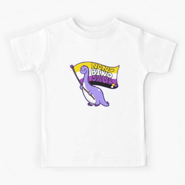 Artikel-Vorschau von Non-Bino Saur Netter Dinosaurier mit Nonbinary Pride Flag, designt und verkauft von Huhnerdieb Apparel.