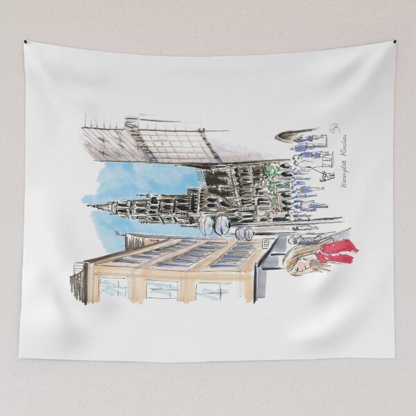 Item preview, Marienplatz Munich drawing – urban sketch city illustration art  designed and sold by happyartworld.