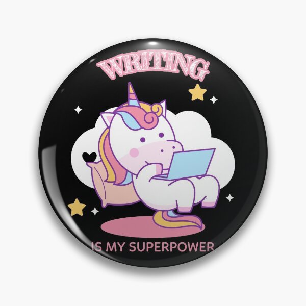 Item preview, Writing Is My Superpower - Cute Unicorn Writing on Laptop designed and sold by Unicorn7Magic.