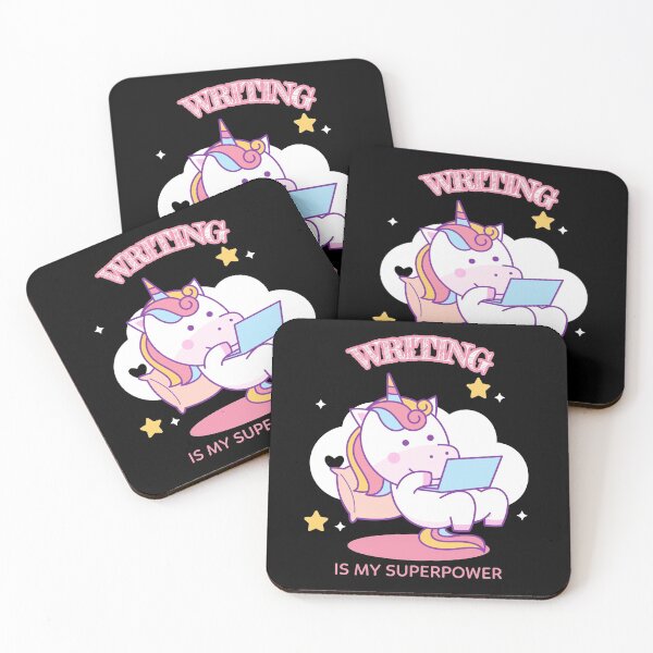 Item preview, Writing Is My Superpower - Cute Unicorn Writing on Laptop designed and sold by Unicorn7Magic.