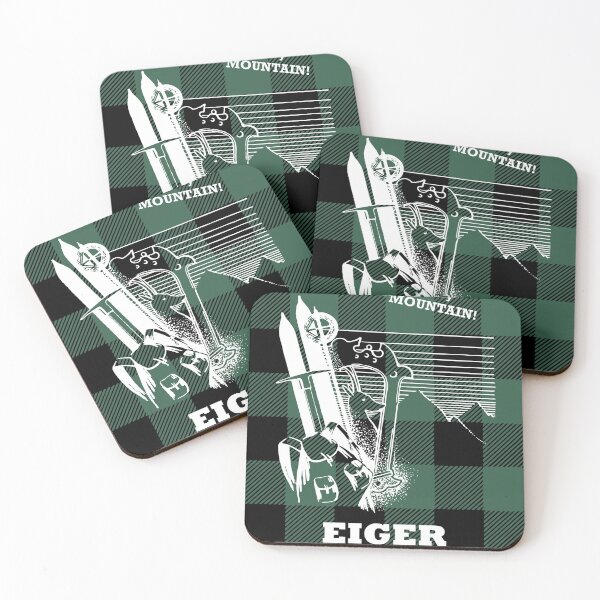 Item preview, Eiger Mount 3967 m - Swiss Alps Mountaineering Poster - Climb Every Mountain - Forest Green Buffalo Plaid Background designed and sold by Vintage-TM.