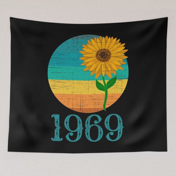 Item preview, 1969 Sunflower Teal Text designed and sold by Labradoodlesetc.