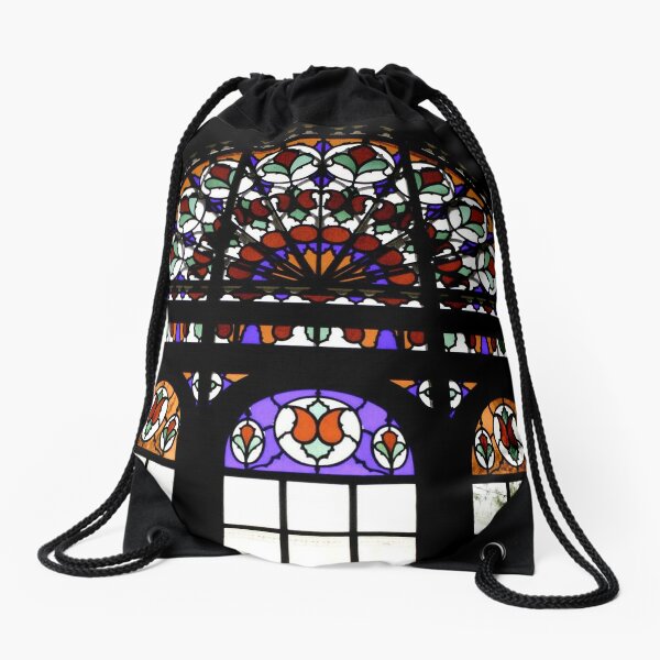 Colorful Persian Rainbow Stained Glass Window Photograph Drawstring Bag