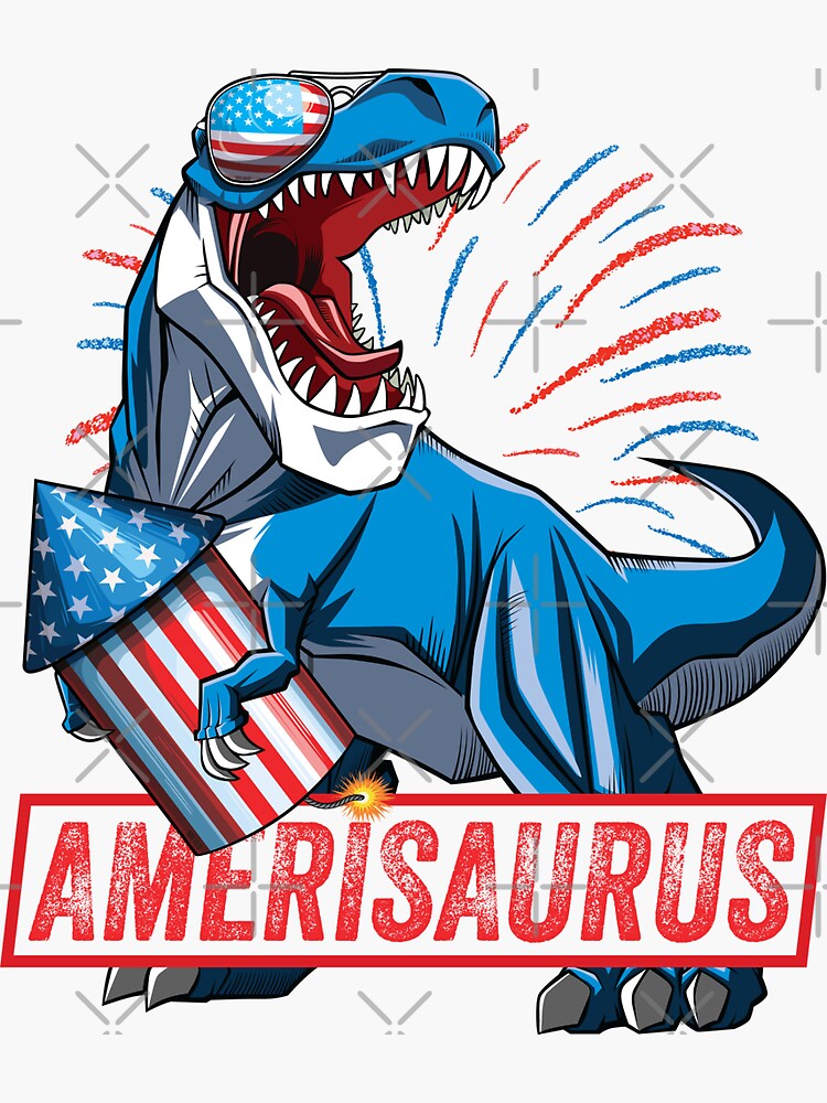 Amerisaurus Rex Dinosaur 4th Of July Firework Shirt Kids