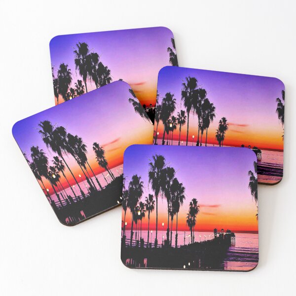 Item preview, Purple orange beach sky at the pier designed and sold by fujinoart.
