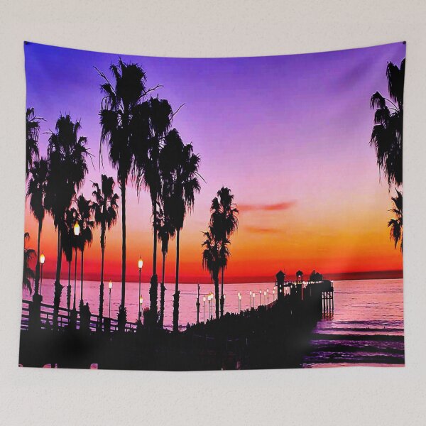 Item preview, Purple orange beach sky at the pier designed and sold by fujinoart.