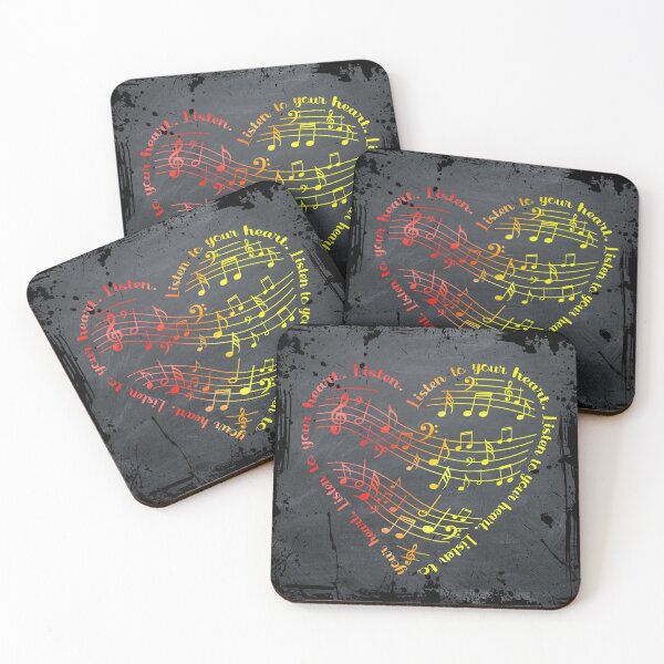 Item preview, Listen to your heart music design on chalkboard background. Perfect for the music lover, band teacher, or band student. designed and sold by McGee-Artistry.