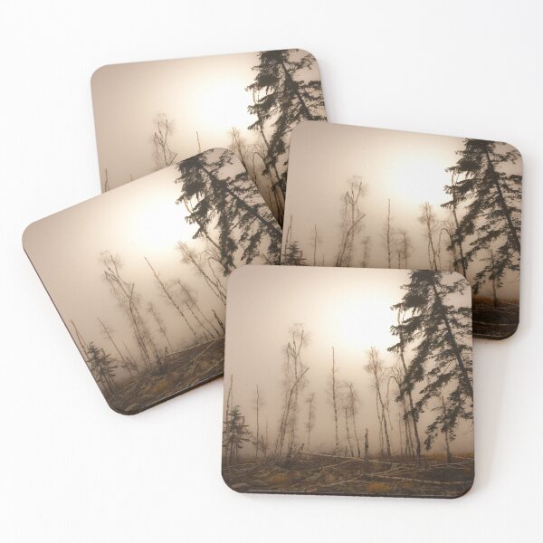 Item preview, Siberian-like foggy landscape with fir and birch trees, actually taken on the border region between Austria and Hungary designed and sold by BZsArt.