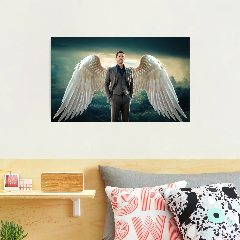 Gold Angel Wings Canvas Art - Modern Lucifer Paradise Religion Heaven Home  Decor Print Poster Painting Large 40x16 / 0.75 | Sense Canvas