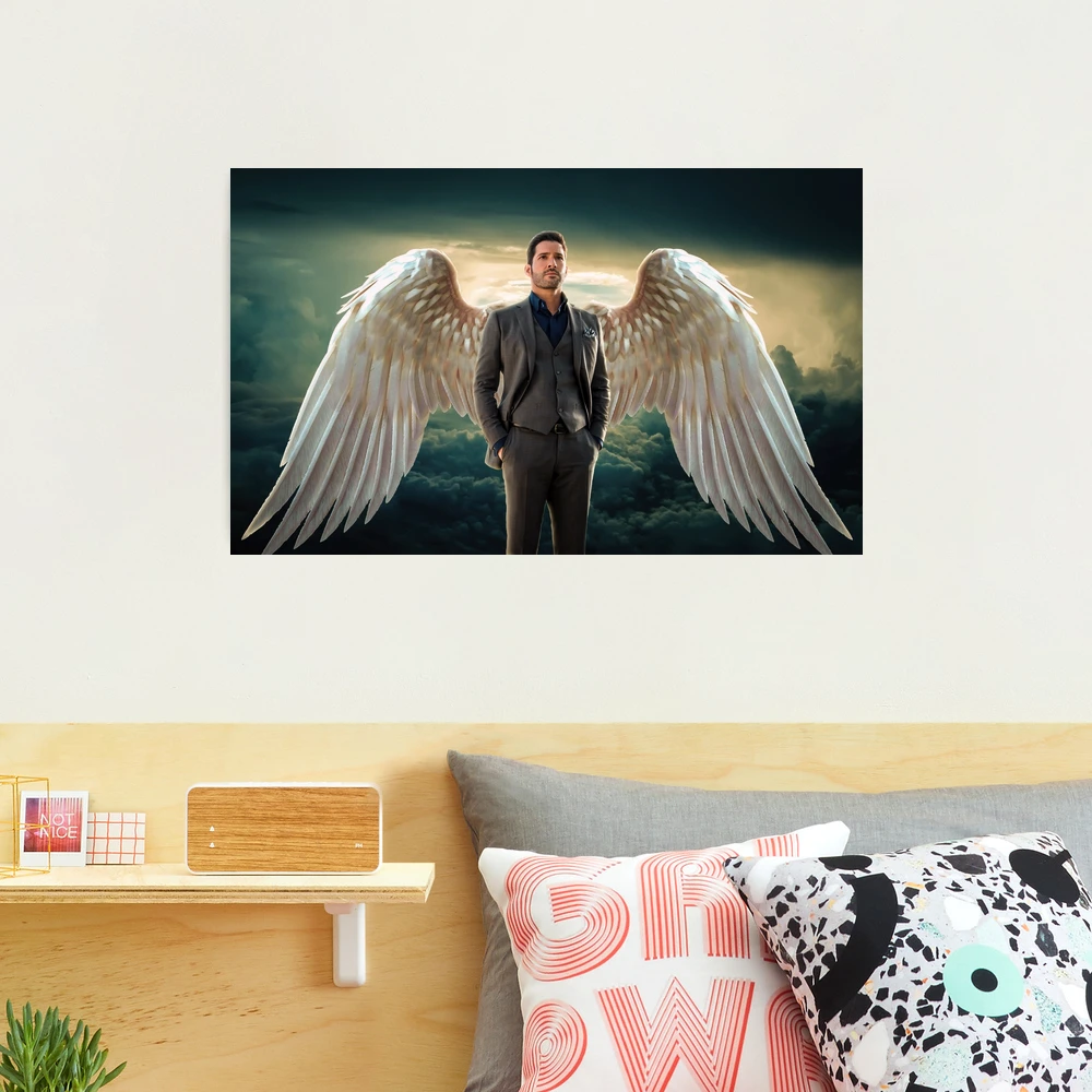 Gold Angel Wings Canvas Art - Modern Lucifer Paradise Religion Heaven Home  Decor Print Poster Painting Large 40x16 / 0.75 | Sense Canvas