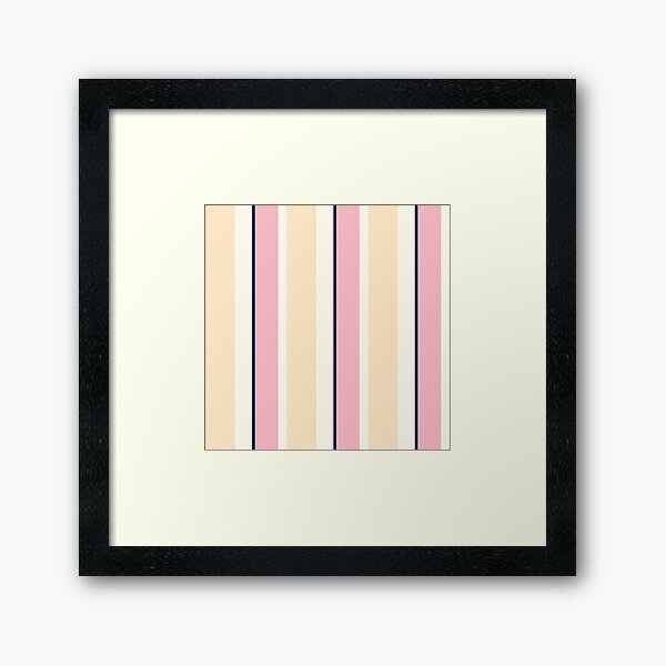 Multicolored Vertical Stripe in Cream, Pink, and Indigo Framed Art Print