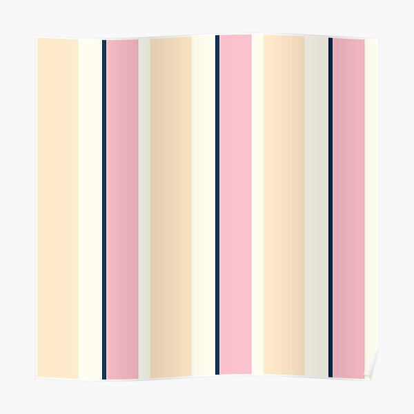 Multicolored Vertical Stripe in Cream, Pink, and Indigo Poster