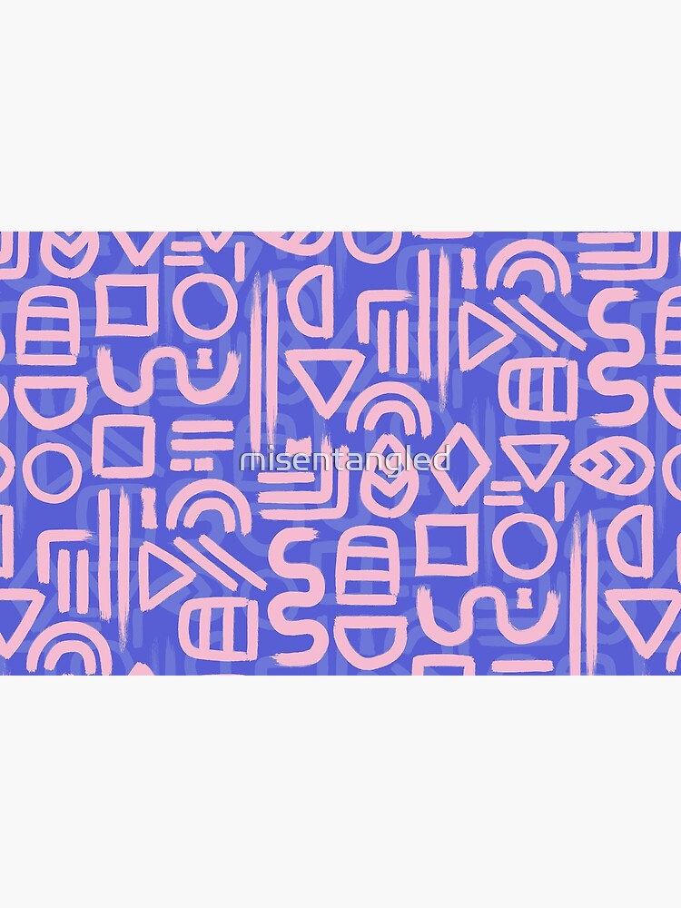 Thumbnail 4 of 4, Zipper Pouch, Shapes and Glyphs - bold brushstroke abstract in pink and blue designed and sold by misentangled.