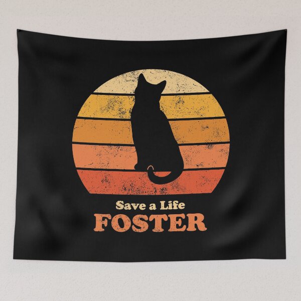 Item preview, Foster Cat Retro Sunset Orange designed and sold by MSwiftDesigns.