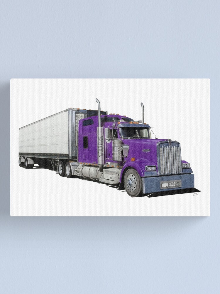 Purple Kenworth Truck pencil Drawing