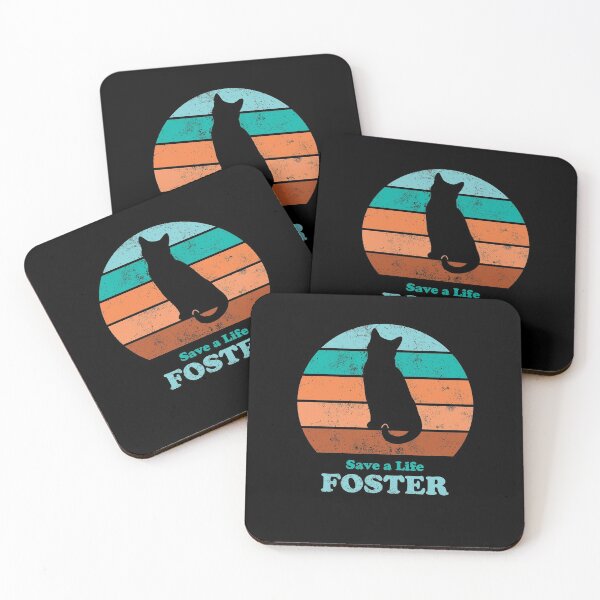 Item preview, Foster Cat Retro Sunset Teal/Orange designed and sold by MSwiftDesigns.