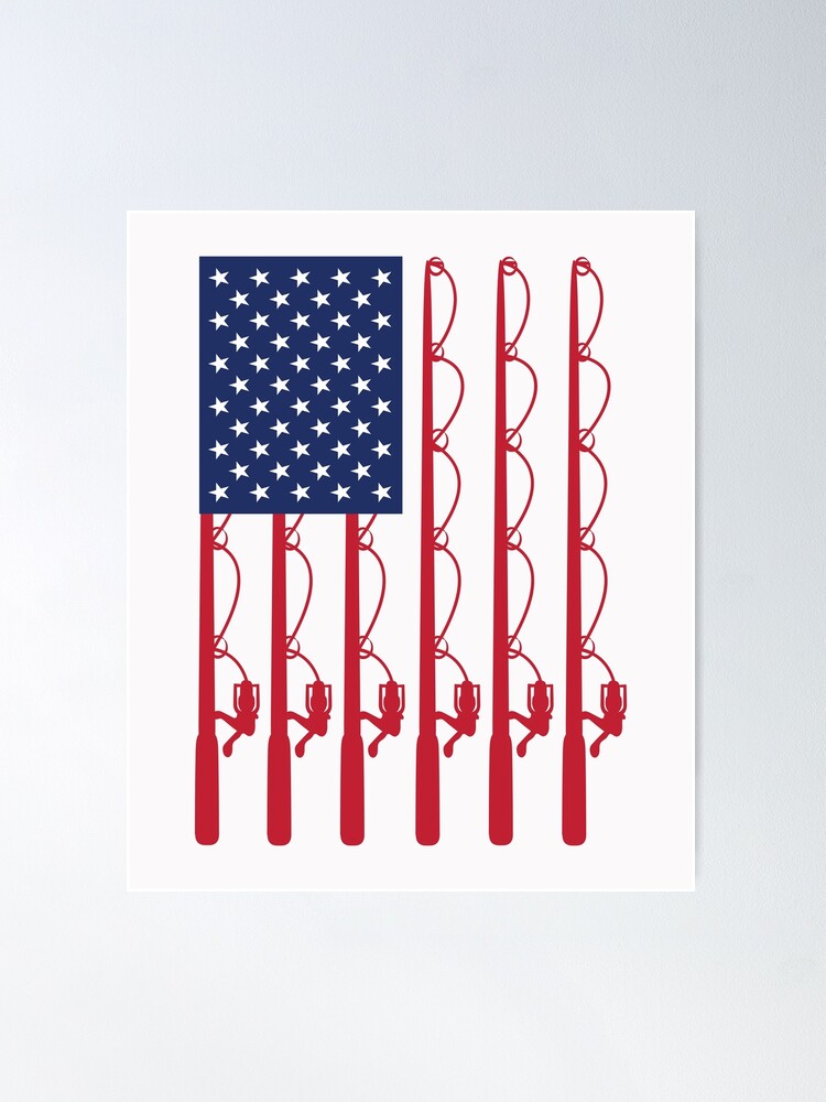Fathers Day Fishing flag Funny Dad Fishing USA American flag Poster for  Sale by clothesy7