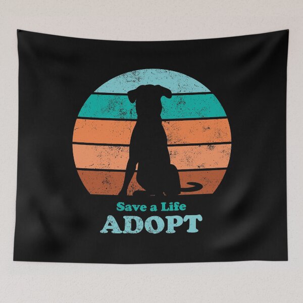 Item preview, Adopt a Dog Retro Sunset Teal/Orange designed and sold by MSwiftDesigns.