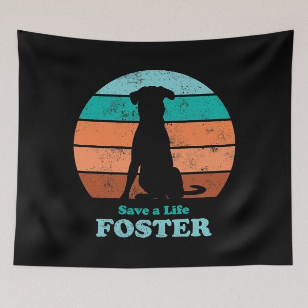 Item preview, Foster Dog Retro Sunset Teal/Orange designed and sold by MSwiftDesigns.